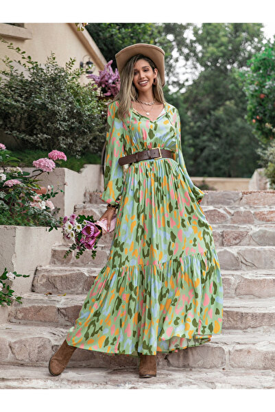 Take Two By Styli Women Tie-Up Neck Maxi Dress