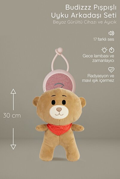 BUDİZZZ Beyaz Gürültü Cihazı | Pışpışlı & Ninnili Ayıcık Uyku Arkadaşı