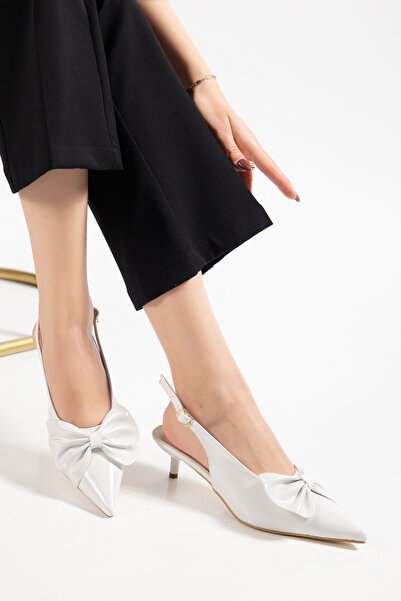 Entella Store Lorea Women's White Patent Leather Bow Detailed Women's Heeled ...