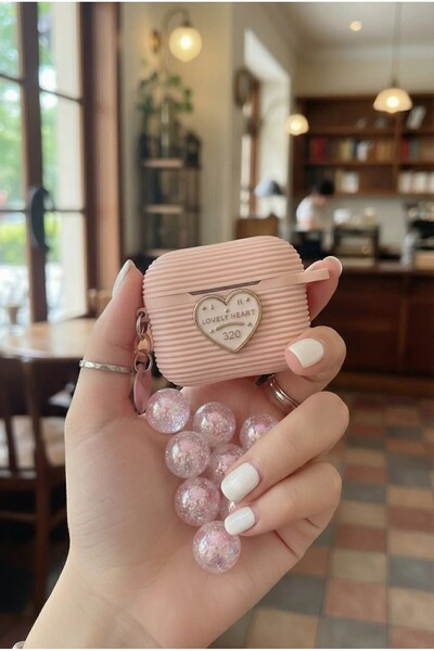 G-NEXT إيربودز 3. غطاء سماعة أذن من السيليكون بتفاصيل على شكل قلب مع سوار متو...