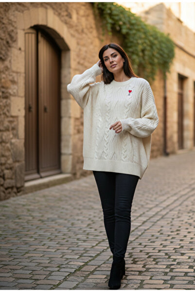 YusGos Women's Oversize Soft Hair Braided Knitwear Sweater