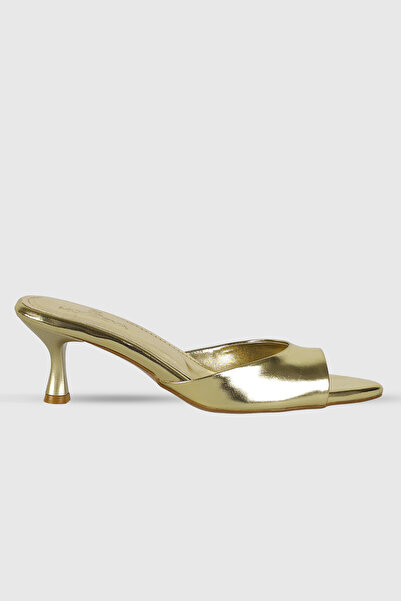 Modezya Morgana gold single strap women's heeled shoes