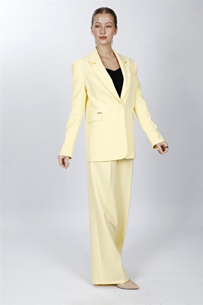 ÖNDER ÖZSOY Oversize Single Button Classic Jacket & Classic Palazzo Women's T...