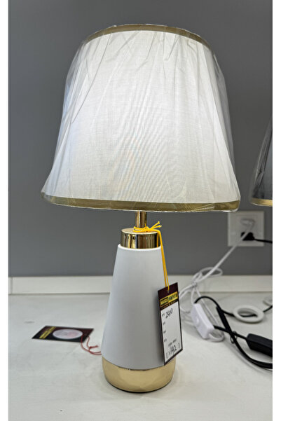 Alessandro DESIGN Veioza VZ210WH, 1x E27, Metal si Textil, Alb si Auriu