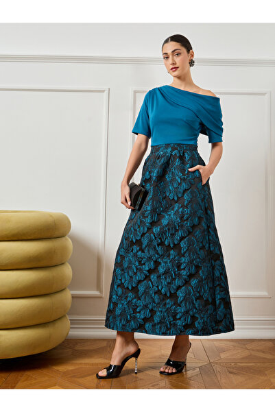 Styli Women Blue One Shoulder A-Line Maxi Dress