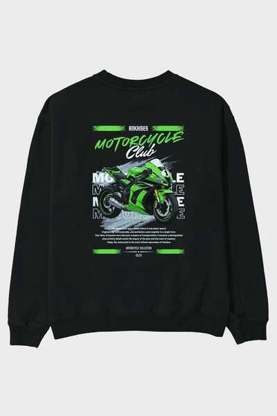 Ankhises Hanorac oversize negru cu imprimeu în spate Motocicletă Seria 6 Bărb...