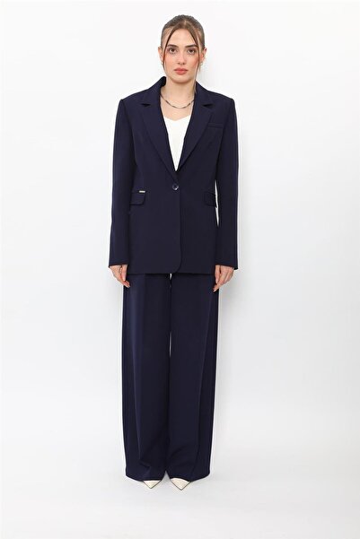 ÖNDER ÖZSOY Oversize Single Button Classic Jacket & Classic Palazzo Women's T...