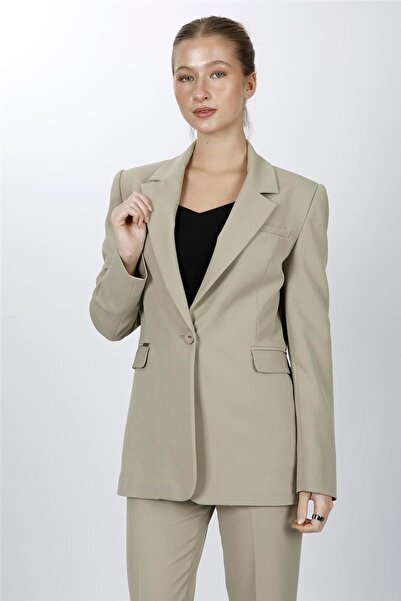 ÖNDER ÖZSOY Oversize Single Button Classic Women's Jacket-Bamboo