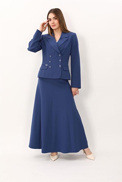 ÖNDER ÖZSOY Men's Lapel Collar Buttoned Jacket & Long Sectioned Flared Skirt ...