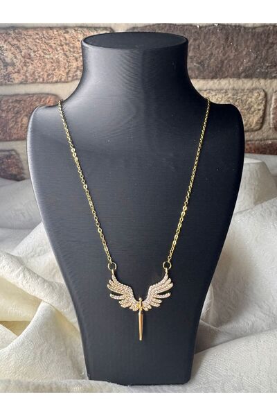 Kübra Accessories MİKAİL MELEĞİ FİGÜRLÜ ZİRKON TAŞLI MELEK KANADI