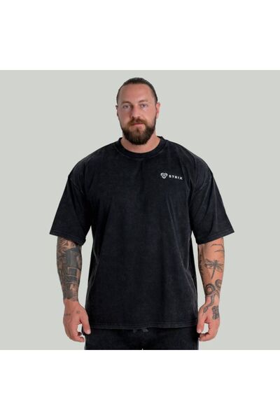 GymBeam Tricou supradimensionat spălat negru