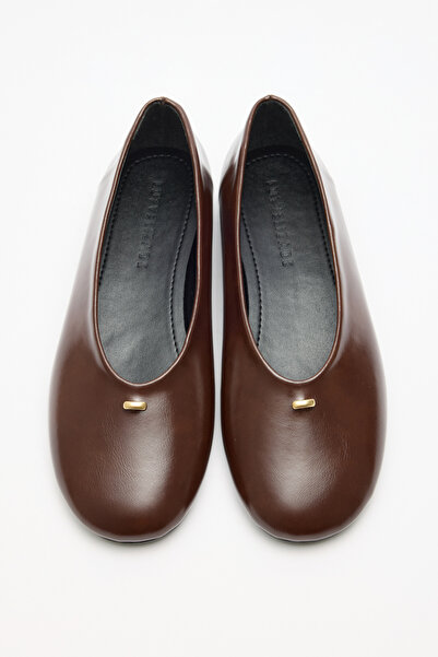 LUTVELIZADE Babet 2604 - Balerini de damă maro amar cu vârf oval și detaliu m...