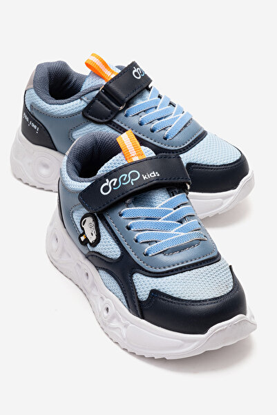 CCWAY AYAKKABI Children's Velcro Lighted Anorak Sports Shoes 26-30 Laci̇ Blue