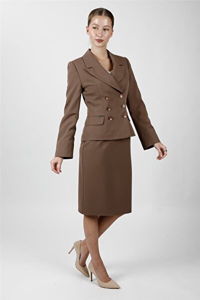ÖNDER ÖZSOY Men's Lapel Collar Buttoned Jacket & Short Pencil Skirt Women's S...