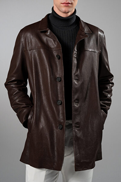 Tamer Tanca معطف رجالي من الجلد الطبيعي بتصميم فيسكوي جامبو