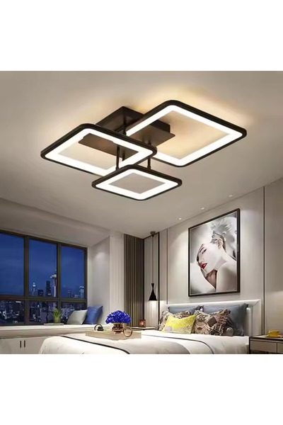 Alessandro DESIGN Lustra LED cu telecomanda ZOE 64W, 3 Patrate, lumina Rece/C...