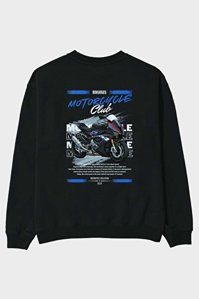 Ankhises Hanorac oversize negru cu imprimeu în spate Motocicletă Seria 2 Bărb...