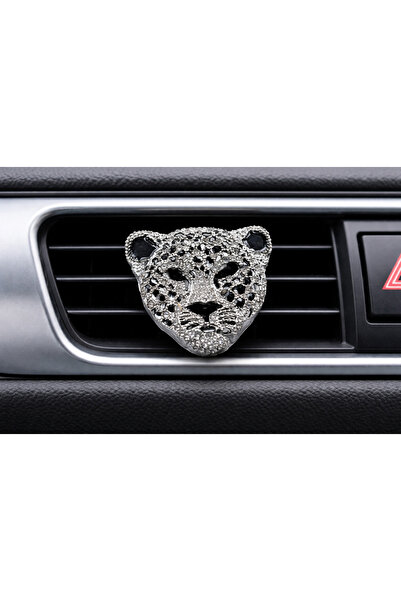 Efe Aks زينة مكيف هواء السيارة على شكل رأس فهد مرصع بالأحجار