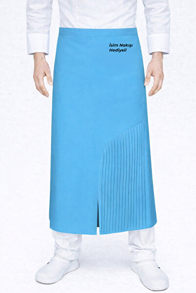 Üniformanya Turquoise Pleated Chef Apron with Name Gift Chef Apron Women's Ch...