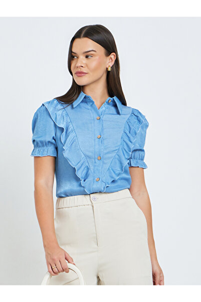 Take Two By Styli Women Ruffle Detail Short Sleeve Shirt