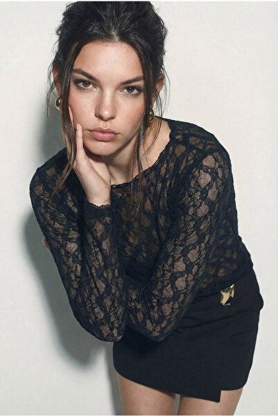 Bianco Lucci Women's Lycra Transparent Lace Blouse 6110 60283928