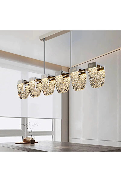 ALC-Shop Lustra LED Suspendata, Cristal si Metal, 30W, Telecomanda, Lumina Re...