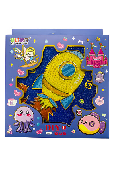 EleganTShoP 5D Yapışan Boncuk Goblen Mozaik Tablo Pano 15*15 cm Uzay Gemisi
