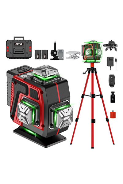 AOTUO مجموعة مستويات ليزر رباعية الأبعاد، 16 خطًا، خطوط أفقية ورأسية، شعاع أخ...