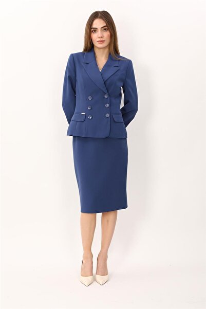 ÖNDER ÖZSOY Men's Lapel Collar Buttoned Jacket & Short Pencil Skirt Women's S...