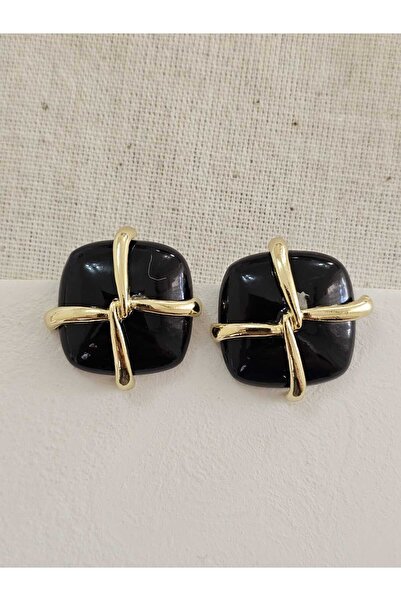 SİBEL AKSESUAR vip düğme model siyah küpe