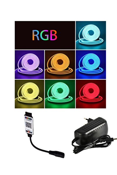 POWERR LED AYDINLATMA 5 Metre 12 Volt 6x12 mm Esnek RGB Neon Led Bluetoothlu ...