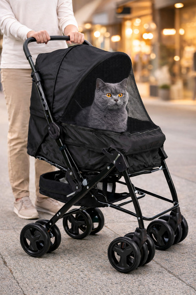 Ferplast Kedi ve Köpek Arabası Siyah Kedi Köpek Taşıma Puseti