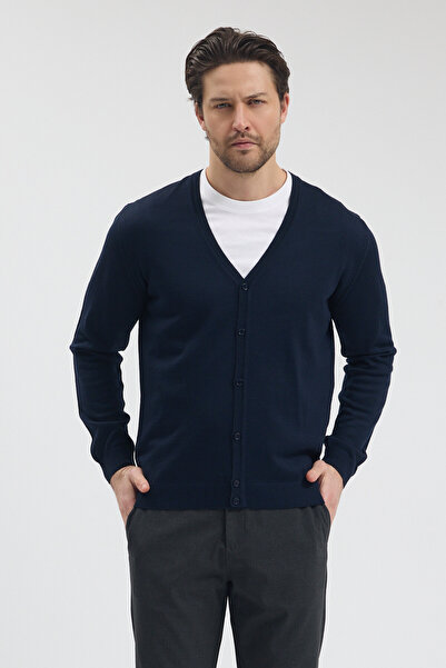 hateko 50% Wool Buttoned Knitwear Cardigan Men's Cardigan in Jacket Form – Na...