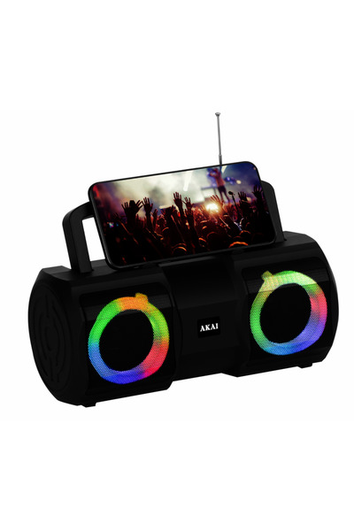 AKAI Portable Speaker ABTS-15, FM Radio, Bluetooth, RGB Lights, Black