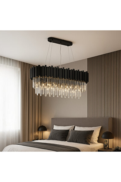 ALC-Shop BLOIS Eleganza Crystal Chandelier 10xE14, Diameter 75cm, Black, Adju...