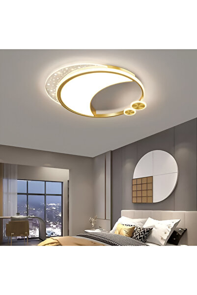 ALC-Shop Lustră LED Marco cu Telecomandă, 51W, Dimabilă, Auriu, Metal, Acril ...