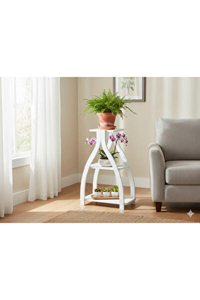 Haus Modüler Lucy Saksılık-Çiçeklik-Dekoratif yan sehpa-beyaz