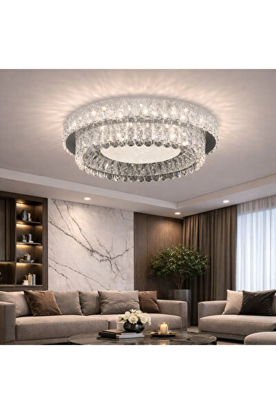 Alessandro DESIGN Lustra LED cu Telecomanda Cristal si Metal, 59W, 1 Cerc Ina...