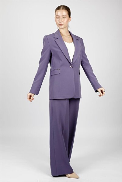 ÖNDER ÖZSOY Oversize Single Button Classic Jacket & Classic Palazzo Women's T...