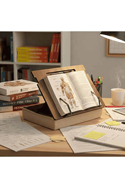 Vigo Wood Minderli Kitap Okuma Standı Ceviz-MKOS43