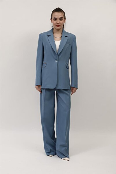 ÖNDER ÖZSOY Oversize Single Button Classic Jacket & Classic Palazzo Women's T...