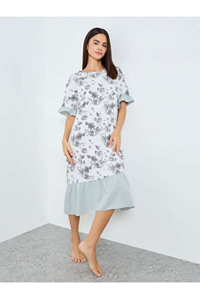 Take Two By Styli Women Floral Printed Short Sleeve Midi Nightdress