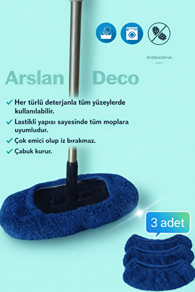 arslan deco 3’lü Mikrofiber Mop Paspas Kılıfı – Ultra Emici, İz Bırakmaz, Tüm...