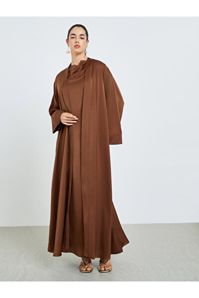 Styli Women Front Open Abaya and Dress Modest Set
