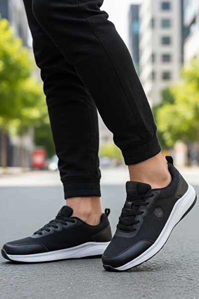 lumberjack Men's Black Sports Shoes - Casual Sneakers with White Soles - Comf...