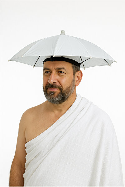 Saule Hac ve Umre Kafa Şemsiyesi - Güneşten Koruyucu Pratik Şapka Şemsiye