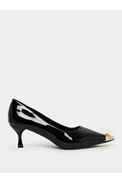 Styli Women Black Patent Leather Pointed Toe Pumps