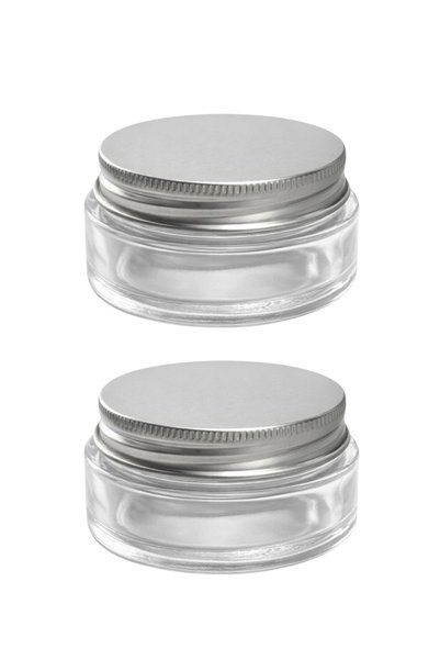 sara shoop 50 ml Plastic Metal Lid and 50 Cc Transparent Glass Cream Jar 2 Pieces