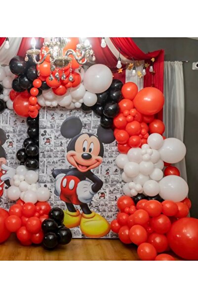 Çemrek Süs Parti مجموعة سلسلة بالونات باللون الأسود والأبيض والأحمر تتضمن 103...