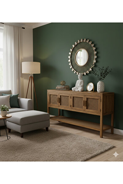 ViraHome Ahşap ve Metal Dekorasyon North Masif Ahşap Hazeran Detaylı Konsol E...